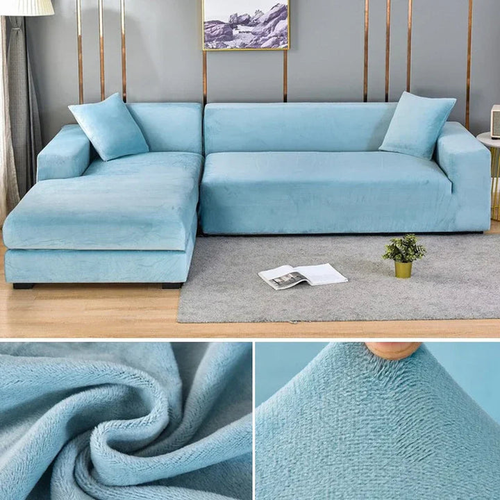 Stylish stretch velvet slipcover, a decorative and functional furniture cover.