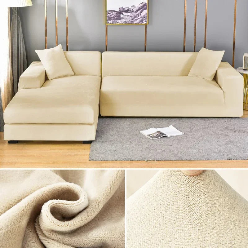 Luxury stretch velvet sofa cover, designed for a modern and comfortable home.