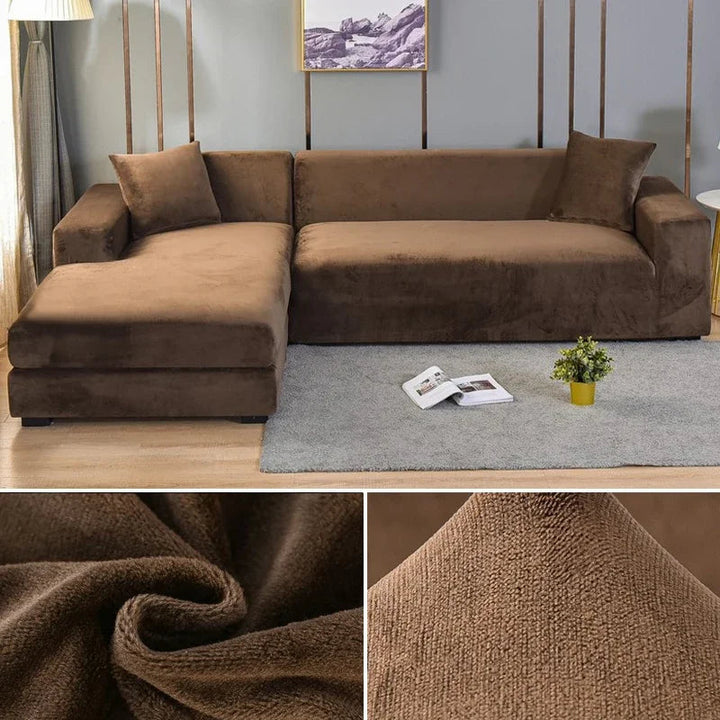 Elastic stretch velvet couch slipcover, offering a seamless and tailored look.