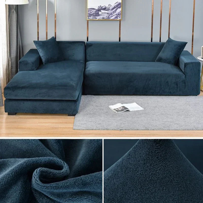 Washable stretch velvet slipcover, ensuring your sofa stays new and protected.