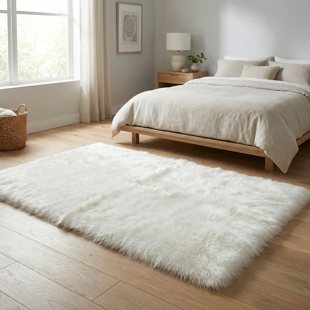 Luxurious ultra-soft shag bench runner with plush pile, perfect for adding comfort & style to any room.