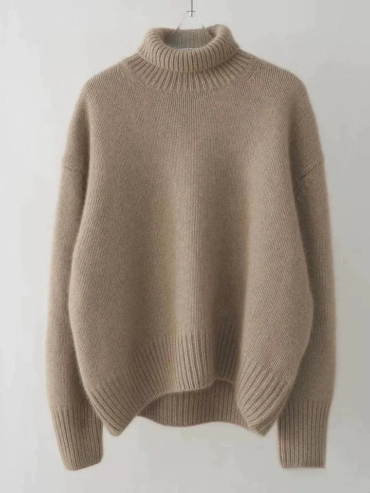 Warm women's turtleneck sweater, a comfortable and stylish essential for winter layering.