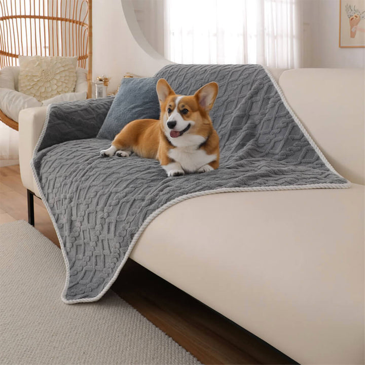 Cozy waterproof pet blanket, warm polar fleece for ultimate dog comfort and sofa protection