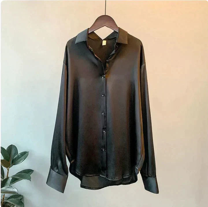 Women's luxurious long sleeve blouse, a comfortable relaxed fit shirt, perfect elegant top for modern fashion.