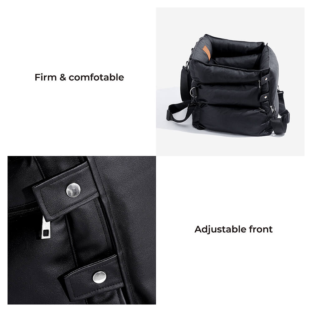 Premium leather car booster seat for dogs, ensuring pet safety and comfort