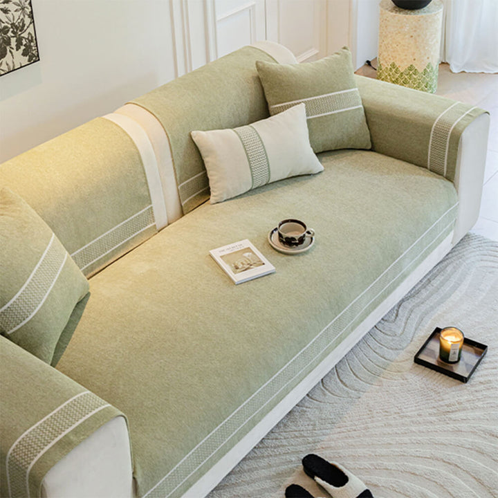 Luxury chenille jacquard sofa cover, scratch-resistant, a stylish furniture protector for homes with pets.