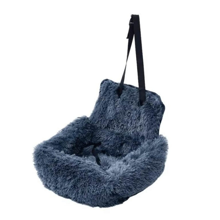 Front view of an orthopedic dog car seat bed, ideal for pet travel and anxiety in cars.