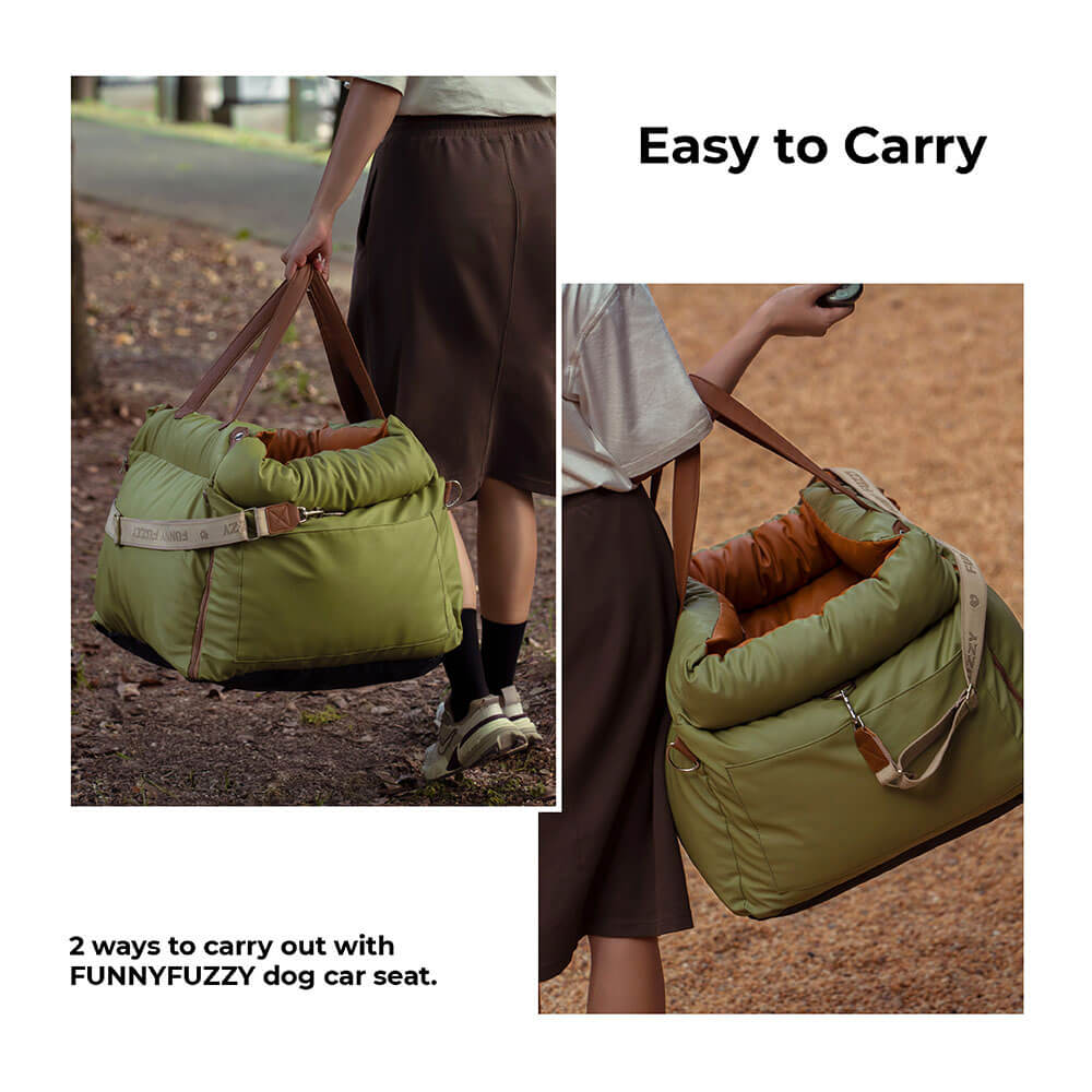 Luxurious pet travel booster, a must-have car accessory for happy dog journeys.