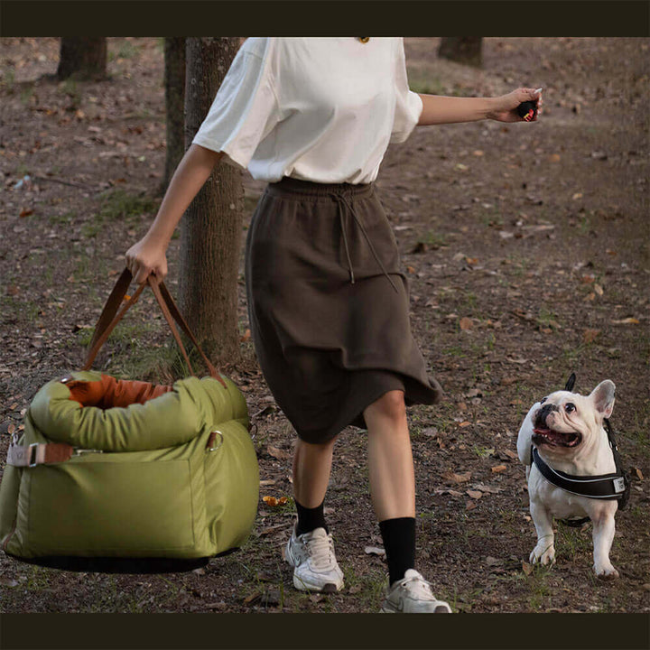 Luxury dog car accessory, providing a cozy and safe space for pet travel.