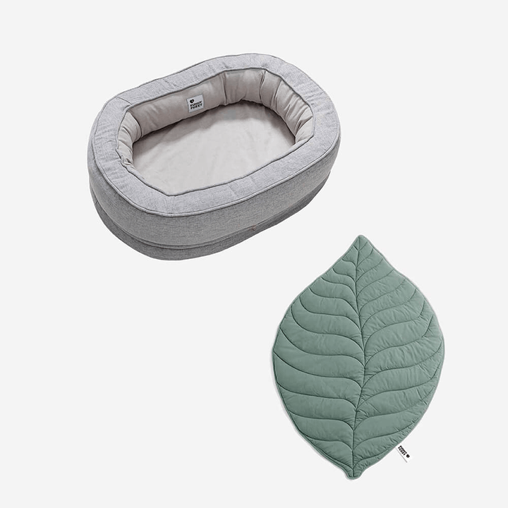 Washable Luxury Leaf Dog Blanket & Donut Bed, durable pet gear.