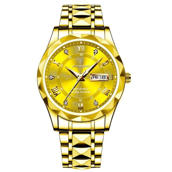 Men's waterproof, luminous, shock-resistant quartz watch. Features date display and luxury design.