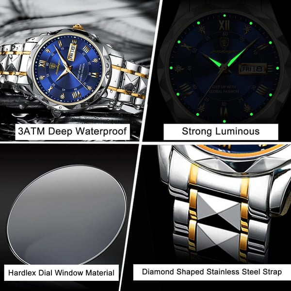 Durable men's waterproof watch, shock-resistant, luminous, and date display. Ideal for active lifestyles.