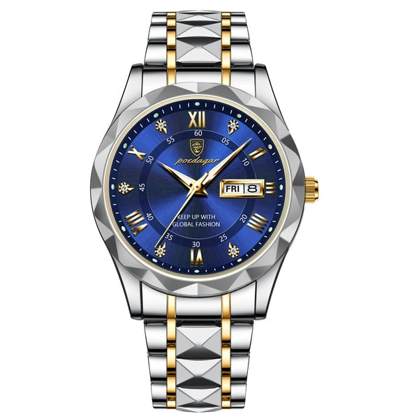 High-quality men's quartz watch, waterproof & shock-resistant, features luminous dial and date. Reliable timepiece.