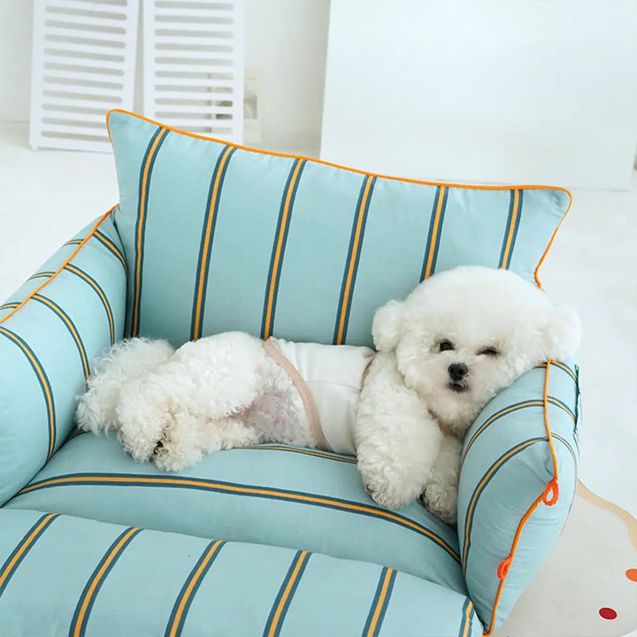 Comfortable dog sofa bed, large size, gray cotton, perfect for a pet's deep sleep