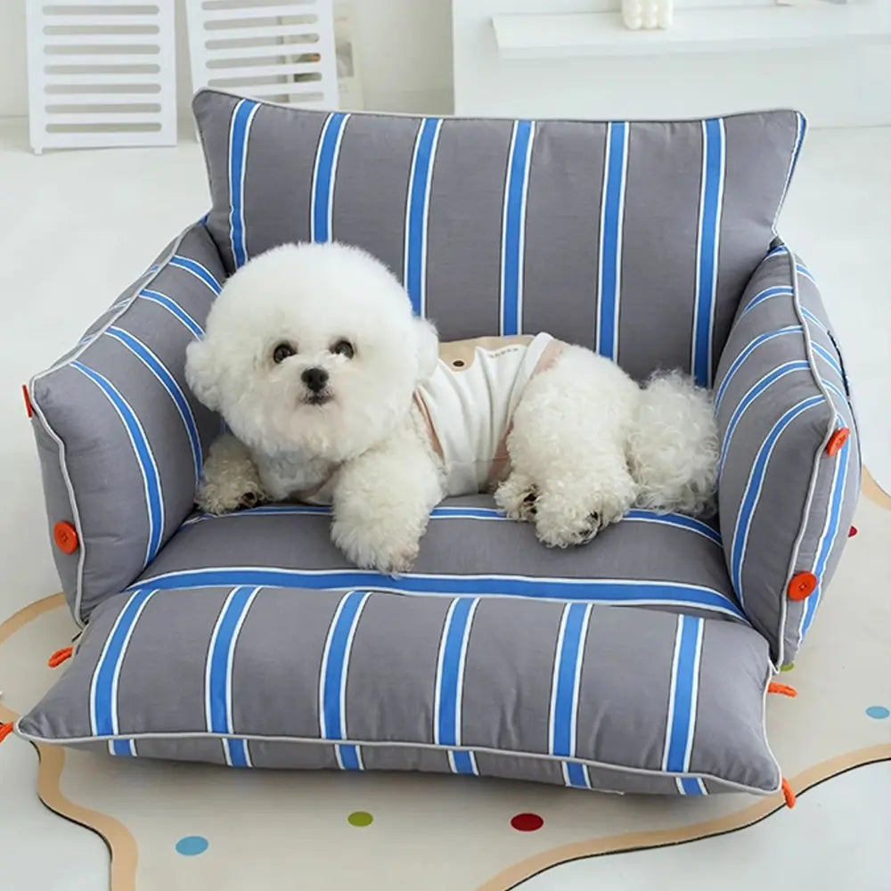 Premium dog sofa, calming anxiety relief, high-quality washable cotton dog bed