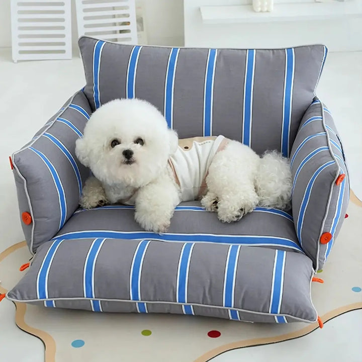 Premium dog sofa, calming anxiety relief, high-quality washable cotton dog bed