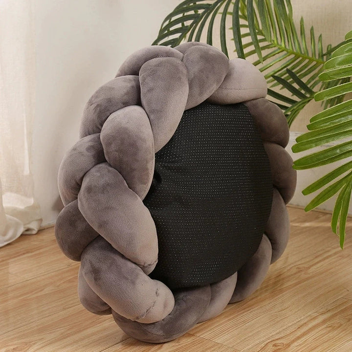 Large luxury dog calming bed, brown, with a deep sleep area and soft, supportive edges.