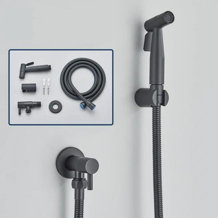 Modern PureFlow luxury bidet hand shower for refreshing personal hygiene; durable stainless steel, easy to use.