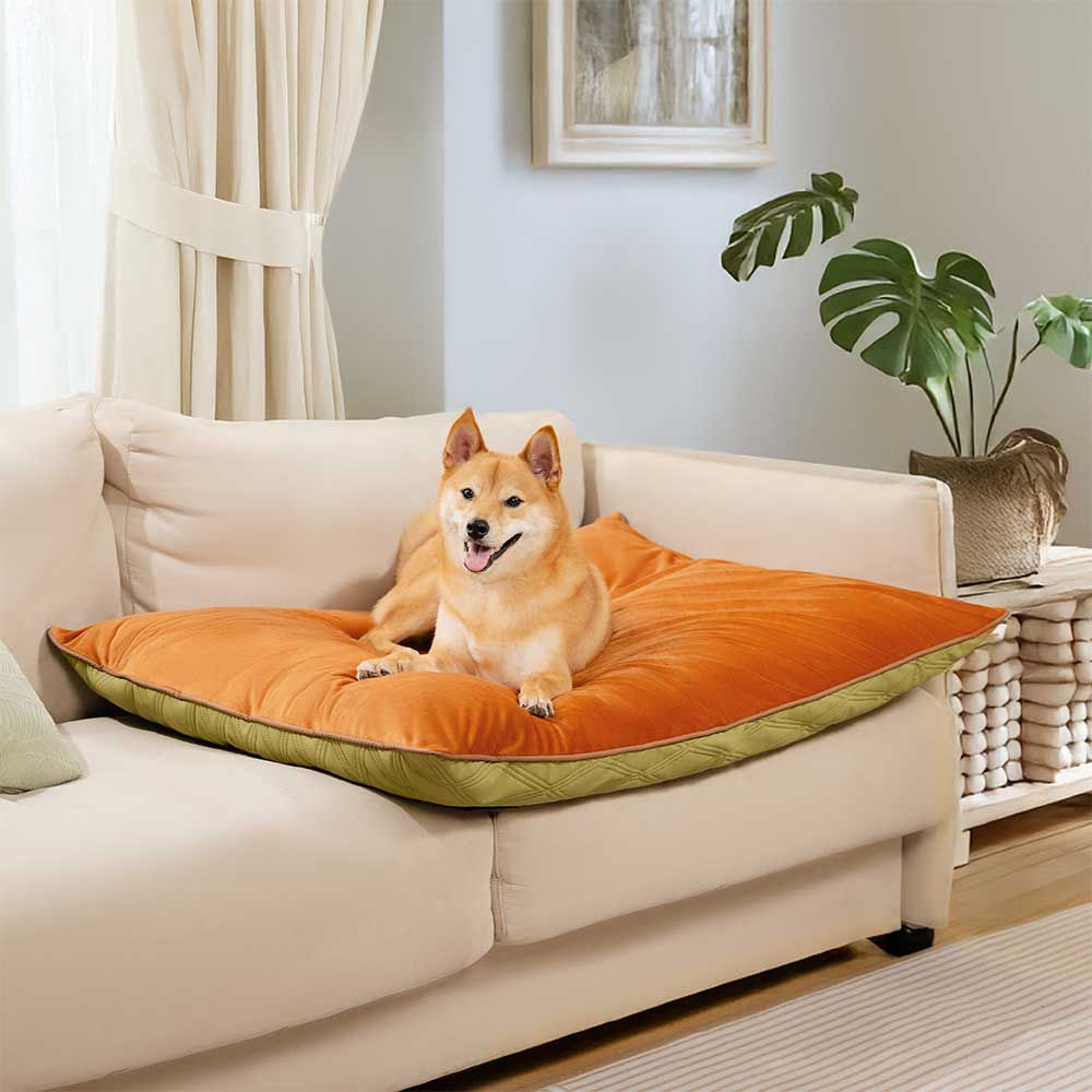 Water repellent faux leather dog mat, easy to clean, cozy calming pet bed