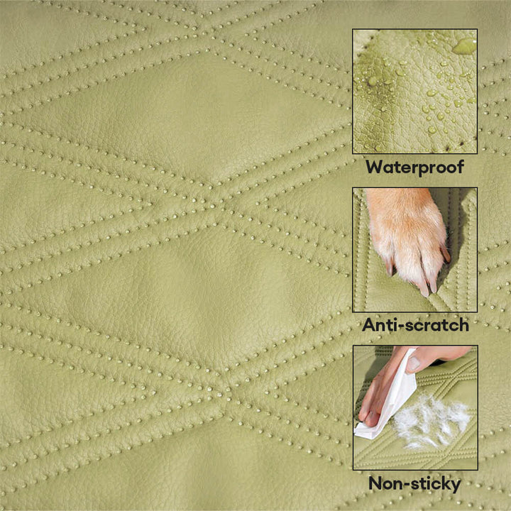 Dual-sided dog bed mat: faux leather & plush, water-repellent, all-season