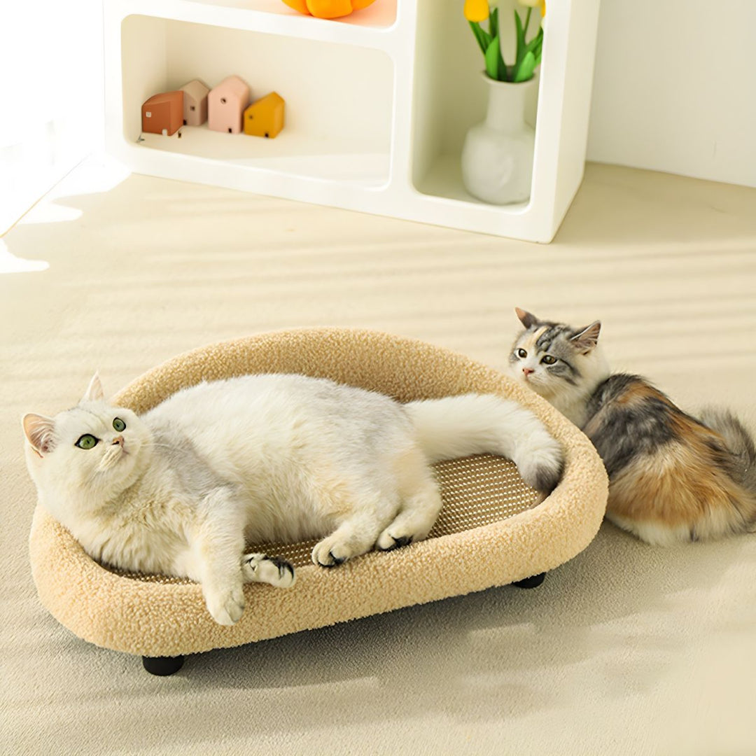 Luxury sisal cat bed with ergonomic design and plush cushion for ultimate cat comfort