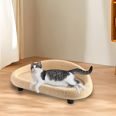 Ergonomic luxury pet cat bed, sisal scratcher integrated for play and relaxation