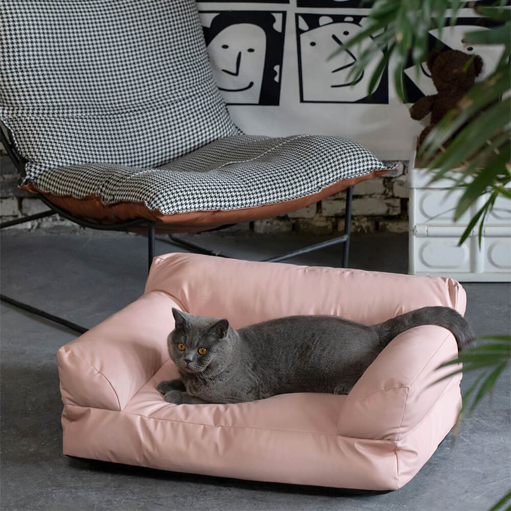Washable anti-scratch pet sofa bed, waterproof fabric, supportive bolsters for dog and cat comfort