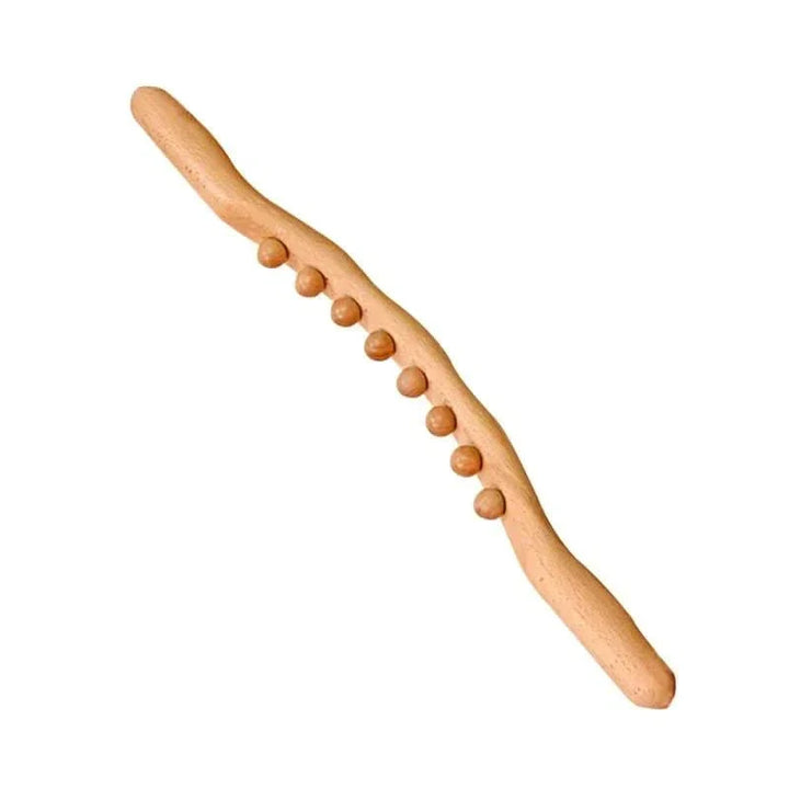 Deluxe wood Gua Sha massage stick for full body muscle relaxation, improved wellness & circulation therapy.