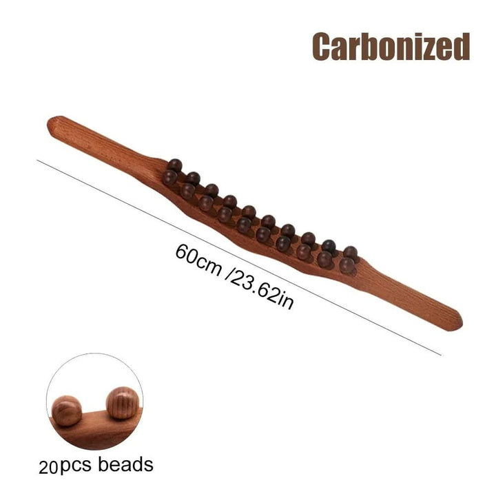 Smooth wood Gua Sha massager to stimulate blood flow, relieve muscle knots & promote body relaxation.