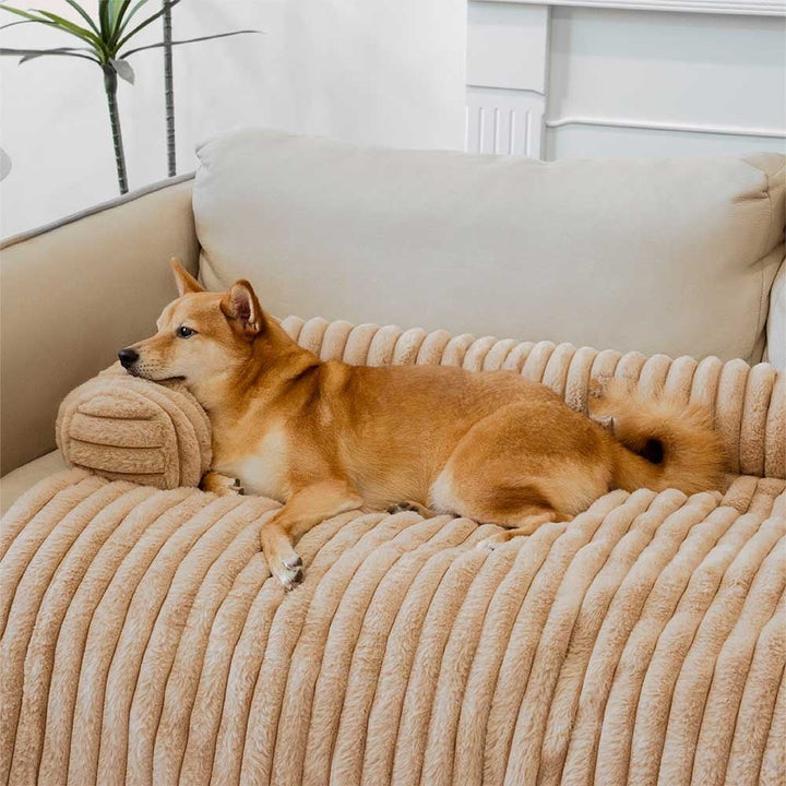 Cozy pet bed dog mat & sofa cover in a neutral tone, protecting furniture from pets