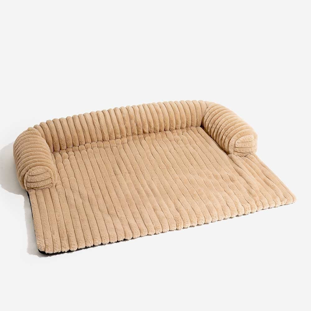 New pet accessory: beige pet sofa protector blanket with non-slip backing for cats & dogs