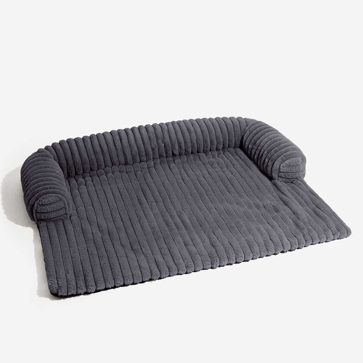 Durable furniture protector dog mat, machine washable, fits most sofas, keeps pet hair off