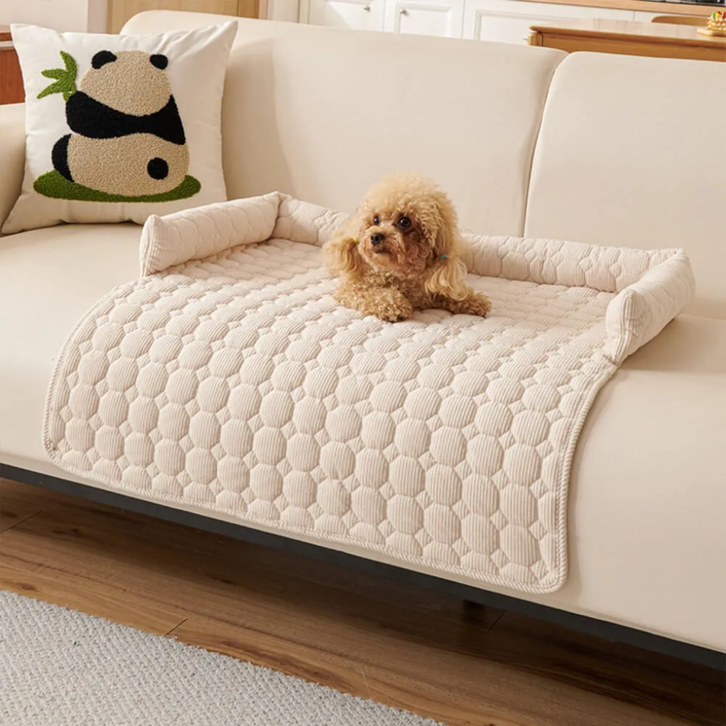 Machine washable pearl fleece dog mat, sofa and furniture protector, non-slip pet bed for living room
