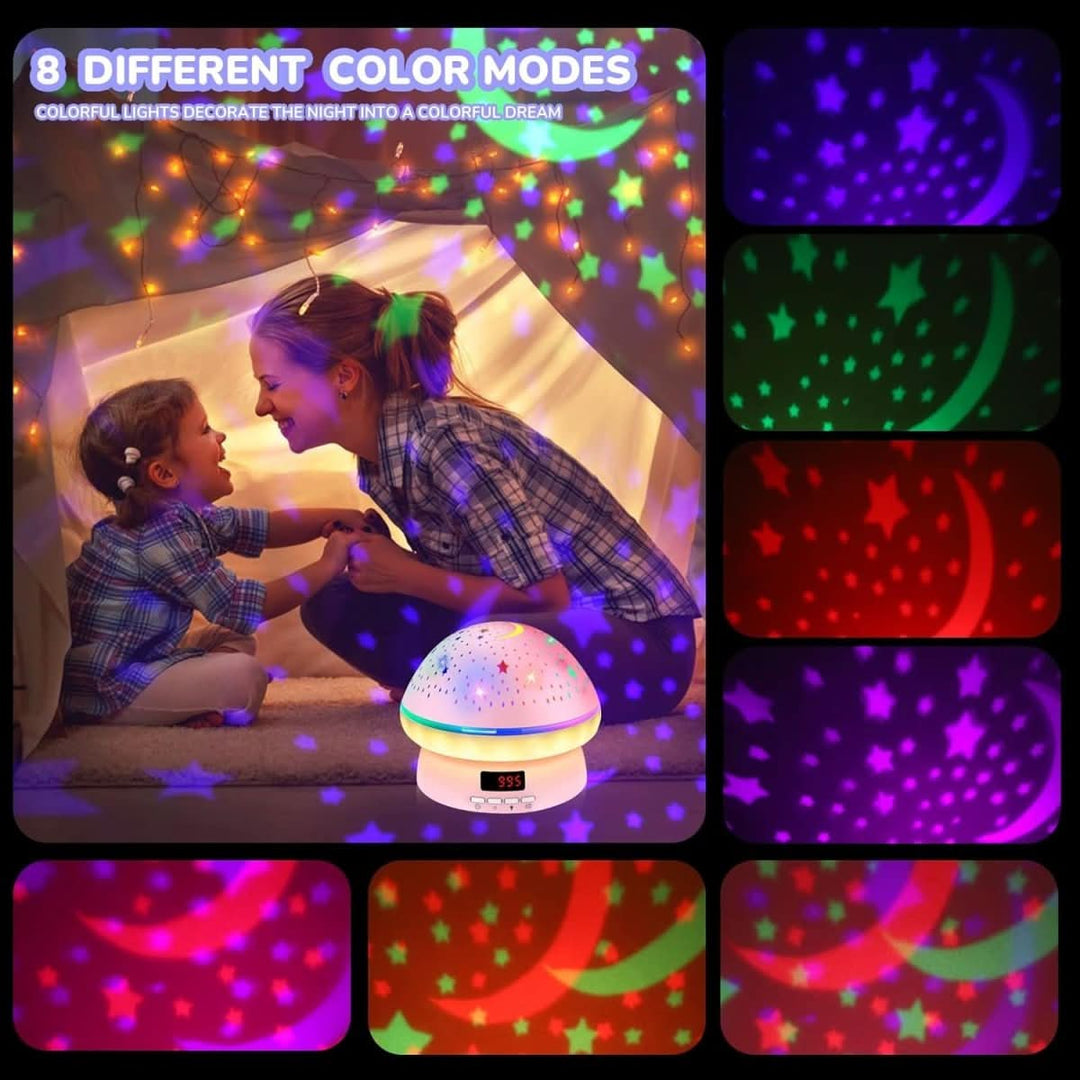 Bedtime companion: Kids' mushroom night light, 16 colors, and timer. Great for child's room.