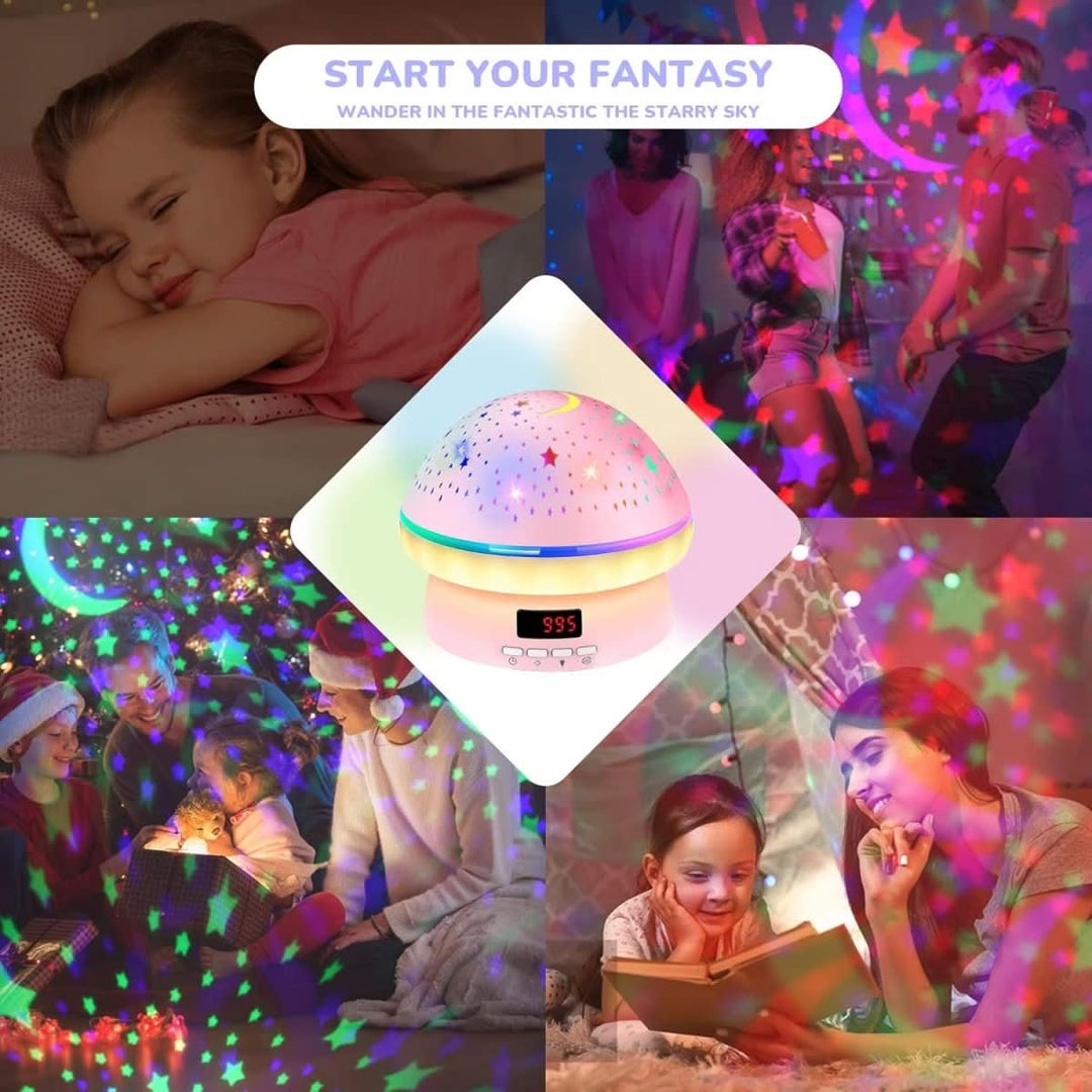 LED mushroom night light with 16 vibrant colors and a timer, enhancing any child's room decor.