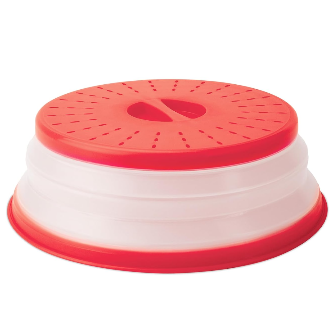 Convenient foldable silicone microwave lid prevents splatters, keeping your kitchen spotless. Easy to store.