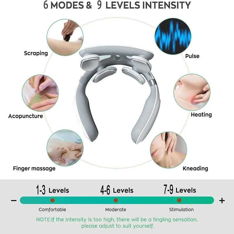 Versatile unisex wellness device. Neck & muscle relaxer offers heated massage, vibration for total comfort.