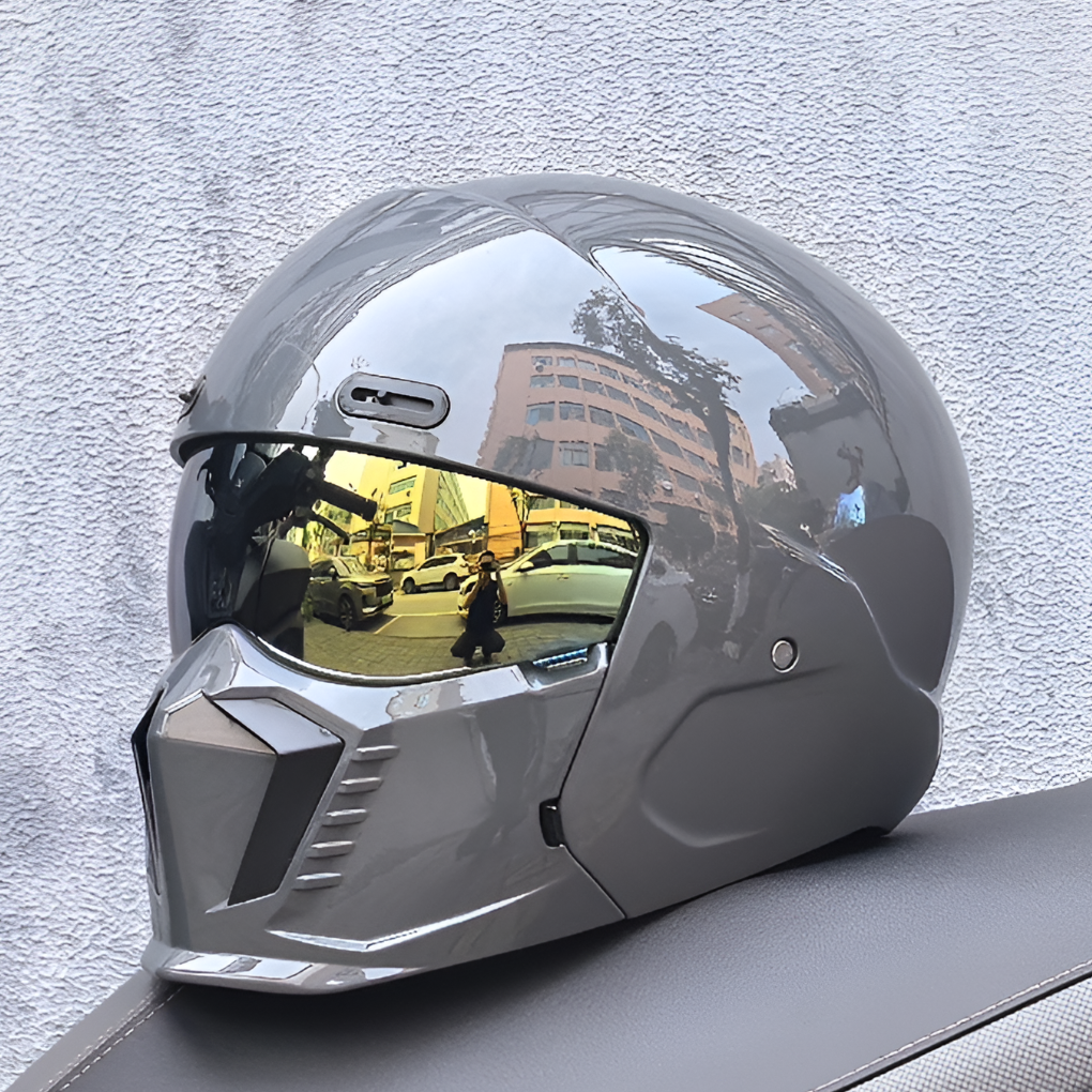 Enhance your ride with this protective matte black full face modular motorcycle helmet. Ultimate safety gear.