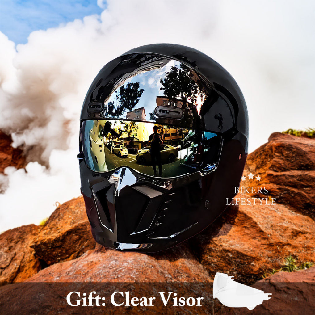 Comfort-focused matte black modular motorcycle helmet. Full face protection for motorcycle riders, safety first.