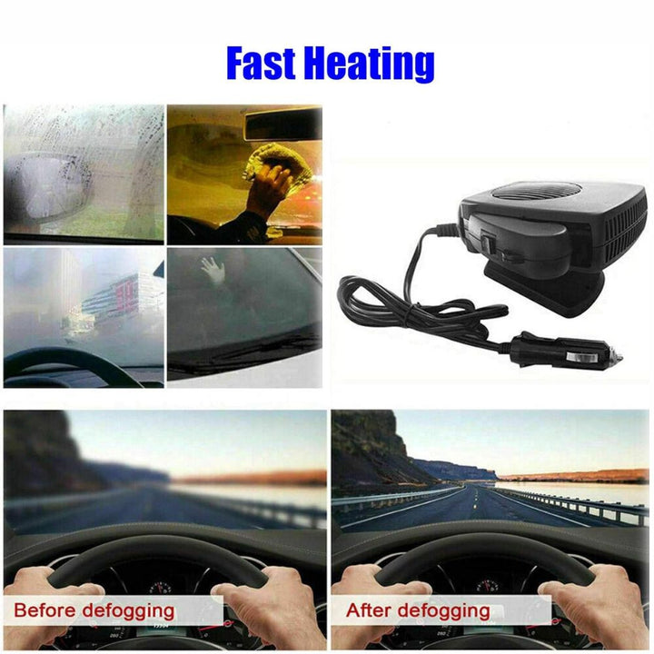 Powerful 150W/300W 12V ceramic car fan heater. Essential auto accessory for winter driving comfort.