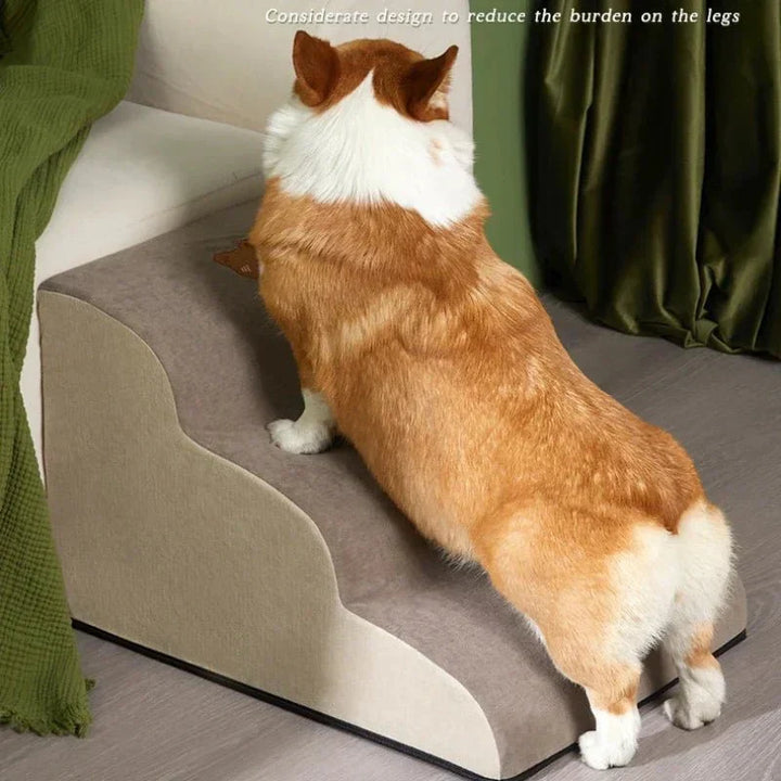 Modern memory foam dog stairs, enhancing pet access and providing comfortable joint support.