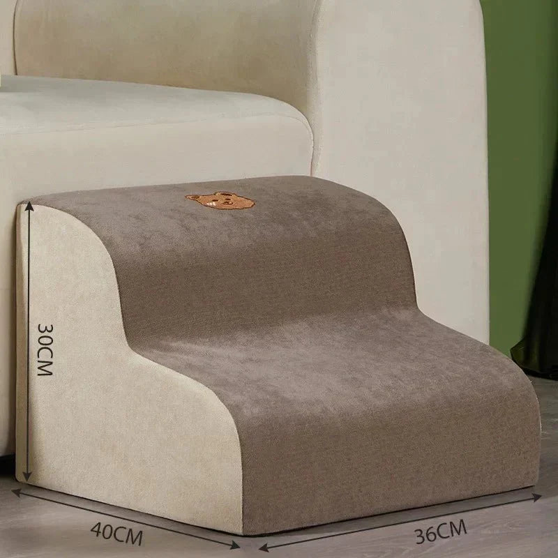 Durable memory foam pet stairs for easy dog access to beds & sofas, promoting pet joint health.