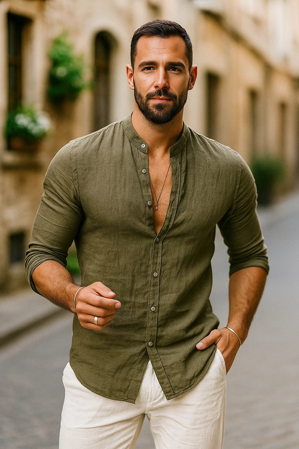 Versatile men's 3/4 sleeve casual top. Ideal for everyday comfort and effortless style.