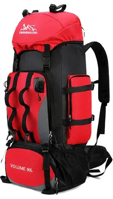 New men's 90L large capacity hiking backpack, waterproof with ample compartments for all outdoor essentials.
