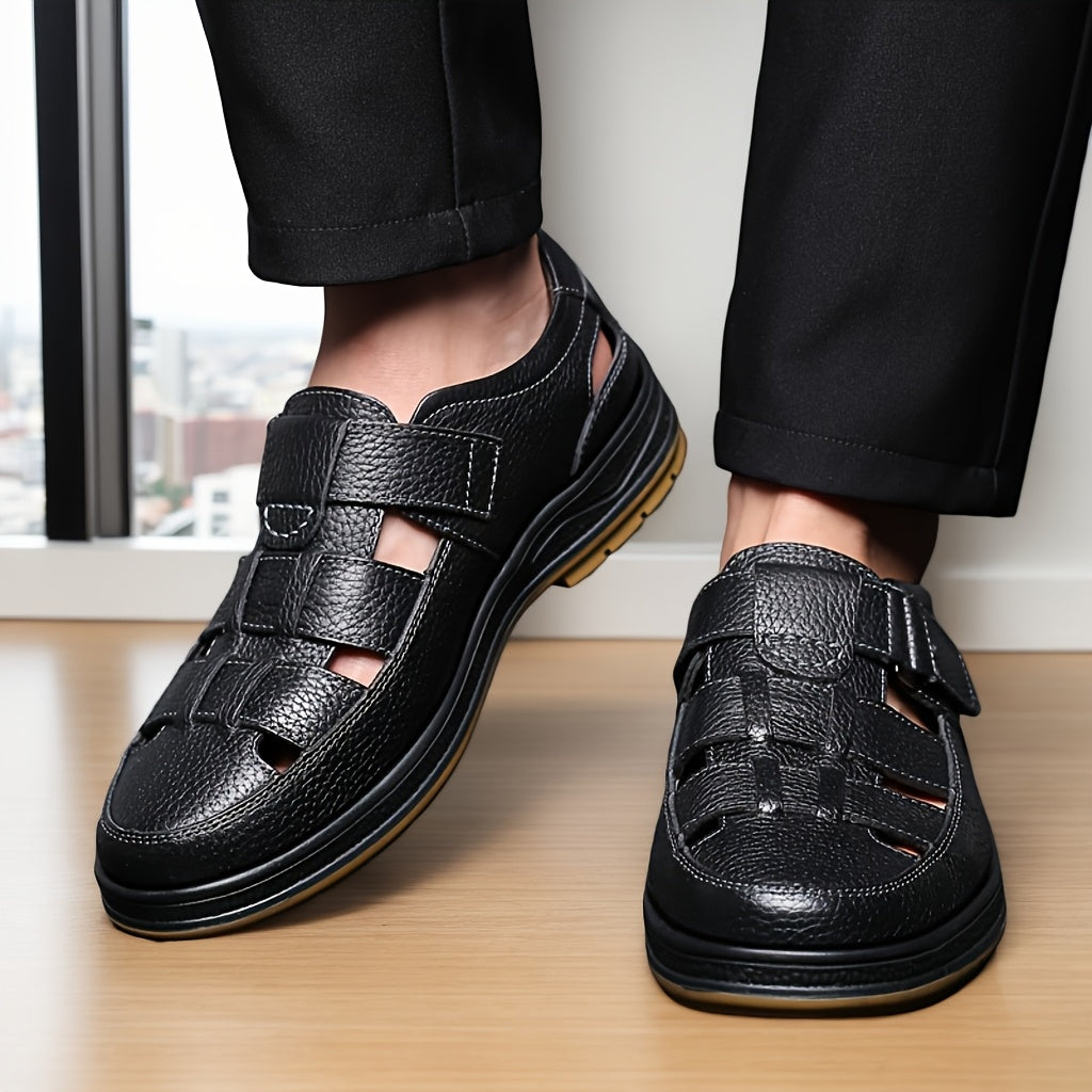 Men's adjustable closed-toe summer sandals for comfortable walking & outdoor activities.
