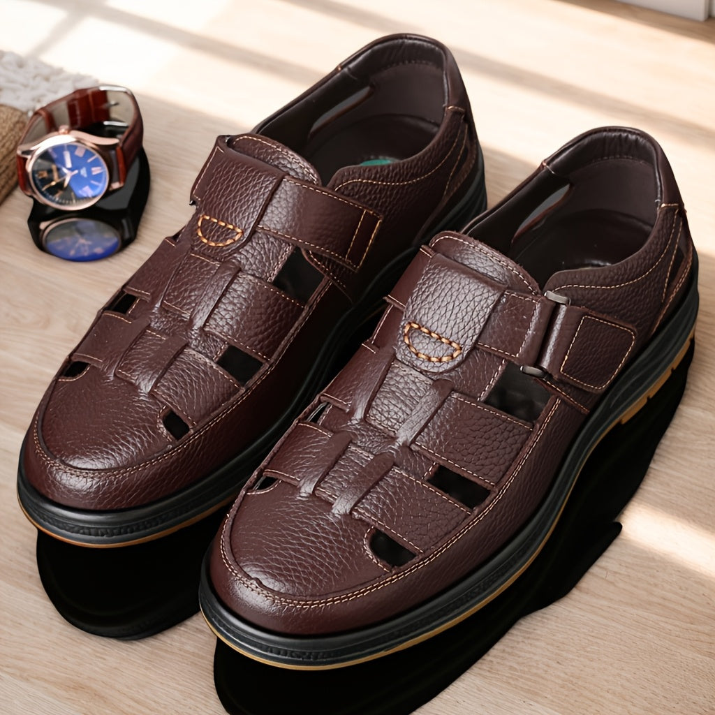 Men's closed-toe adjustable summer sandals offering protection & comfort for outdoor walking.