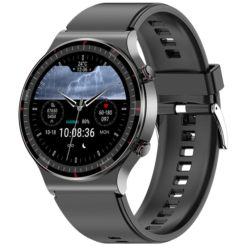Men's advanced ECG health monitoring smartwatch with blood oxygen & heart rate tracking.