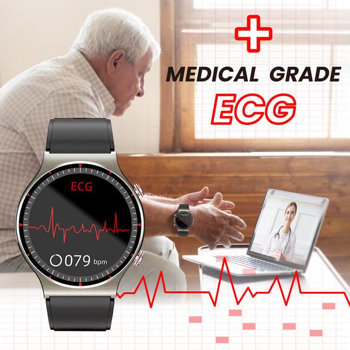 Men's fitness & health smartwatch with advanced ECG, blood oxygen & sleep tracking.
