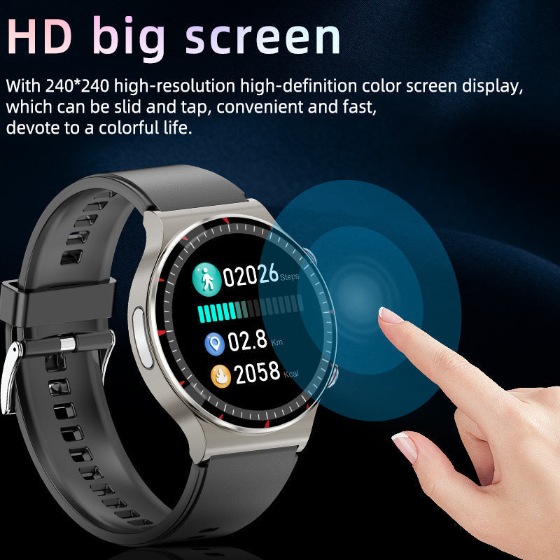 Men's advanced ECG smartwatch for detailed health insights and fitness tracking.