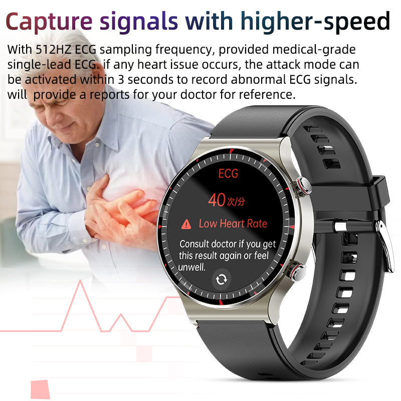 Men's smart watch with Bluetooth 5.1 for seamless health and fitness tracking.